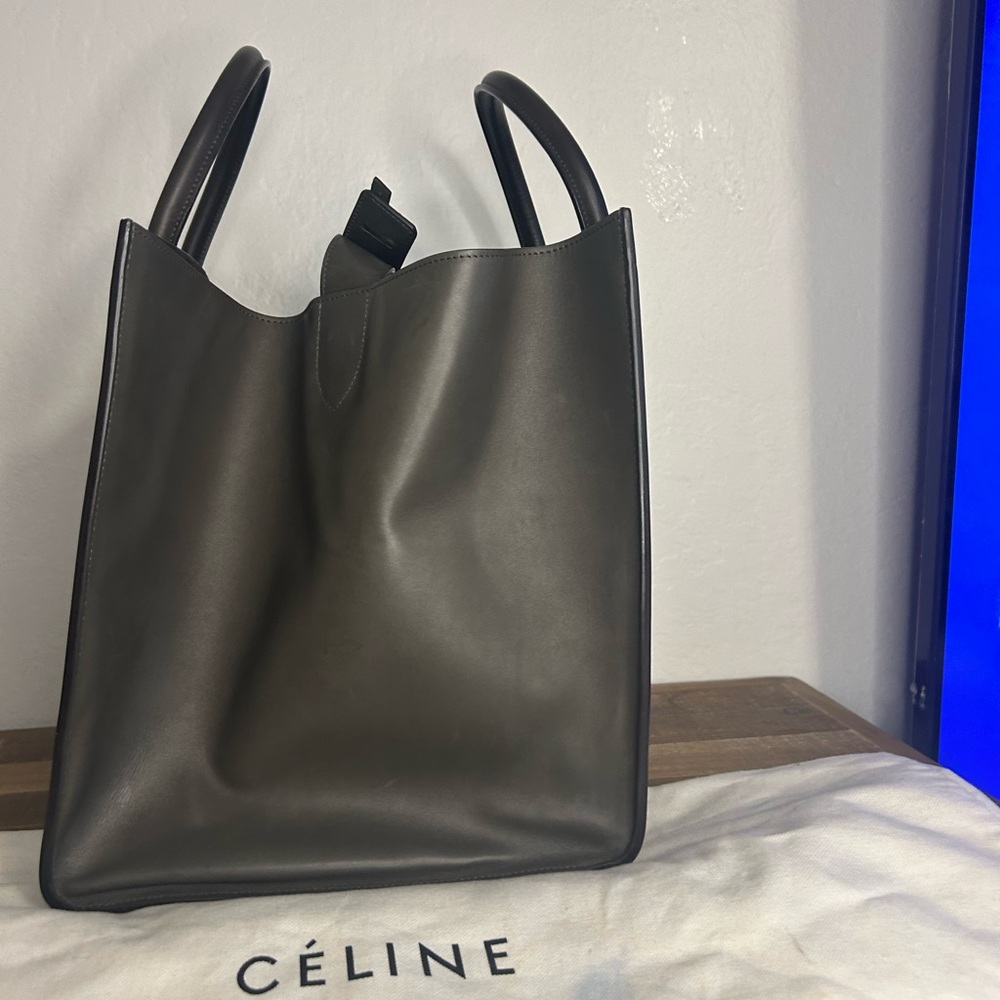 Celine Dark Gray Leather Tote - Picture 5 of 11